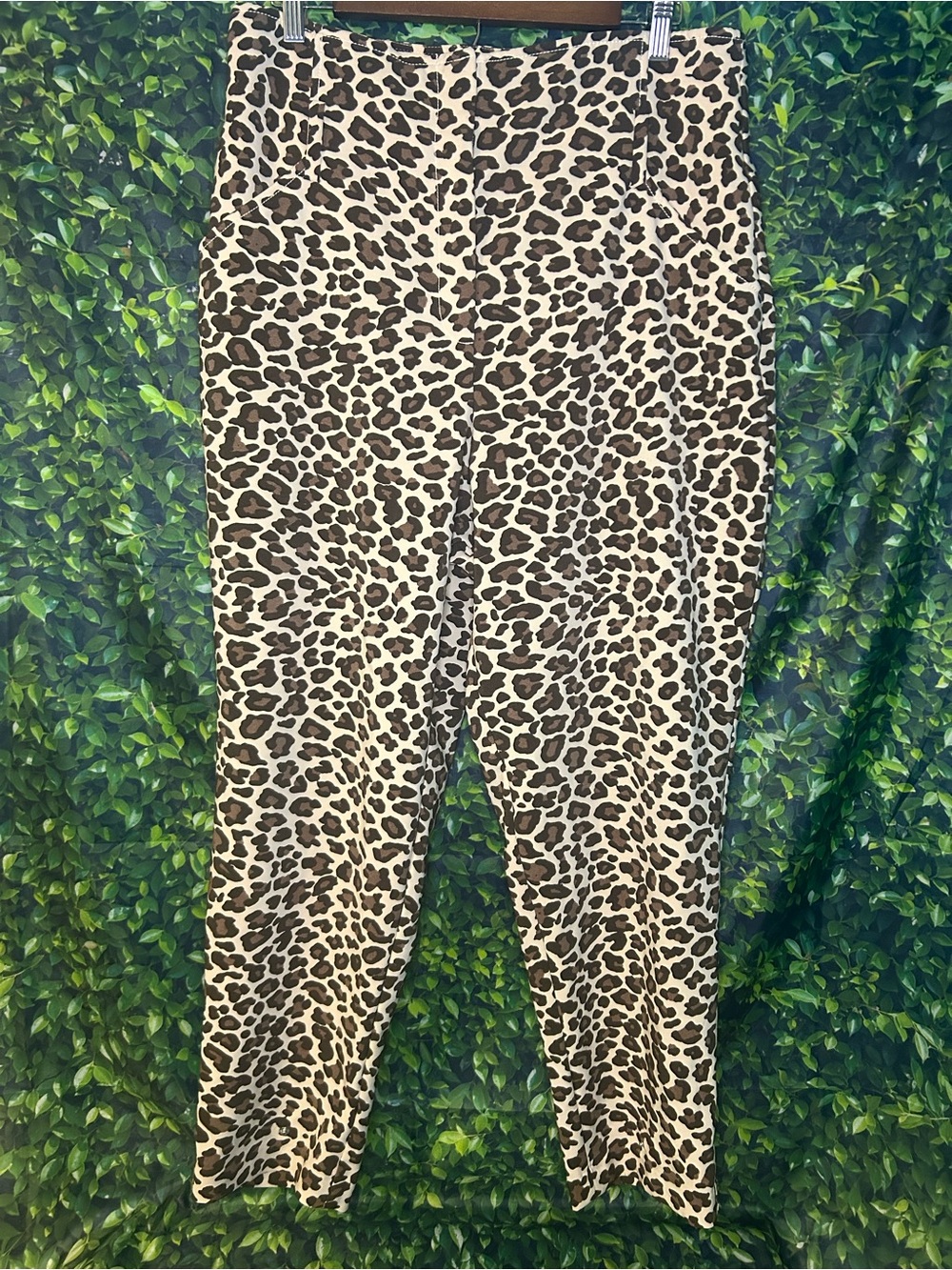 Leopard Print High-Waist Trousers - Brown/Beige